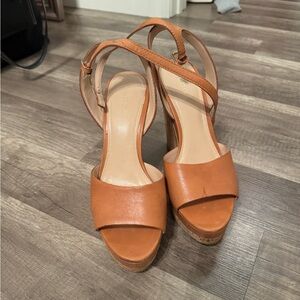Aldo Wedge Heel Sandals Tan Size 8.5